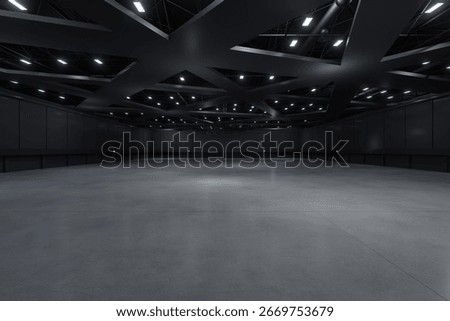 Empty hall exhibition centre.The backdrop for exhibition stands, booth,market,trade show.Conversation for activity,meeting.Arena for entertainment,event,sports.Indoor  for Factory,showroom.3d render.