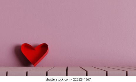 Empty heart concept design 3d rendering background, best for valentine's day greetings background design, realistic 3D illustration for valentine's week, backdrop for social media platforms present