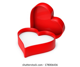 Empty Heart valentine box on a white background