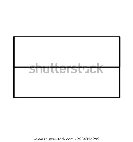 Empty horizontal flag template with two equal sections for customizable designs or concepts.