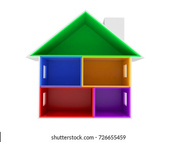 Empty house cross section isolated on white background. 3d illustration
