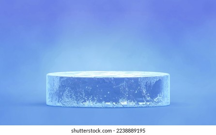 Empty ice podium winter stage 3d background with snow presentation product platform display cosmetic advertising or cold iceberg pedestal mockup template and blank frozen stone table stand concept. - Powered by Shutterstock