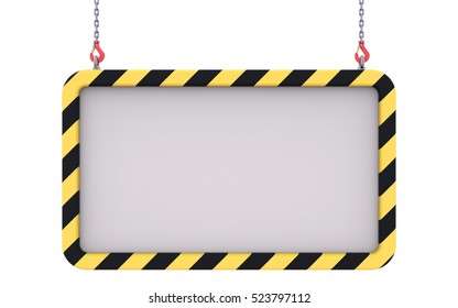 Empty information board on hook isolated on white background 3D rendering