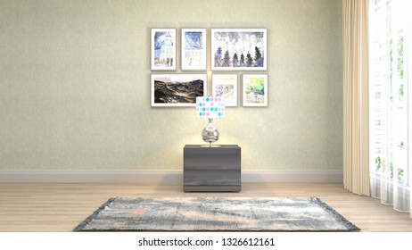 Empty interior. 3d illustration