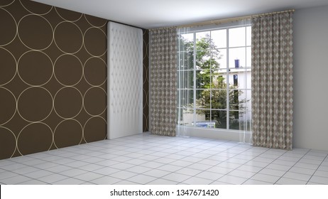 Empty interior. 3d illustration - Shutterstock ID 1347671420