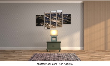 Empty interior. 3d illustration