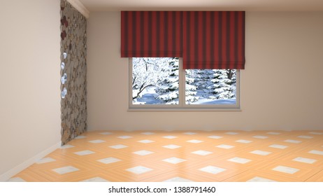 Empty interior. 3d illustration. Room