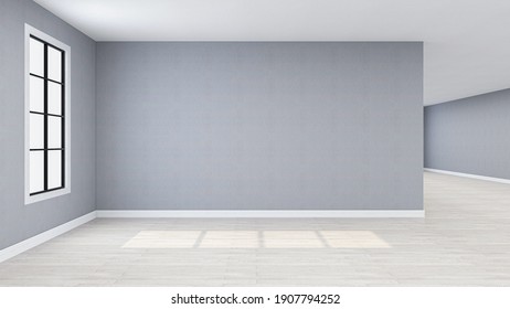 Empty Interior Backdrop, Photorealistic 3D Illustration, Suitable For Video Conference And As Zoom Virtual Background.	