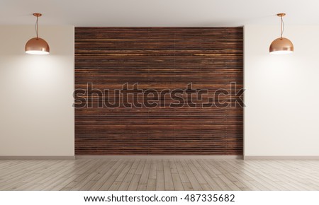Empty Interior Background Room Brown Wood Stockillustration