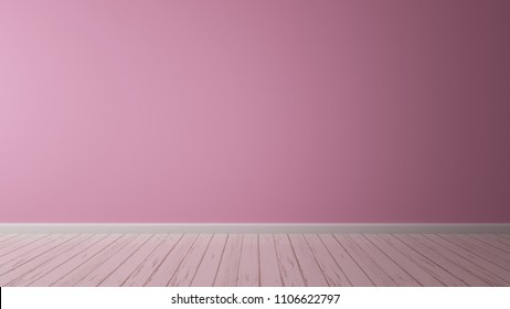 Empty Interior Pink Room Wooden Floor Stock Illustration 417654454