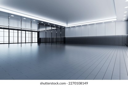 Empty interior room, 3d rendering. Digital drawing.