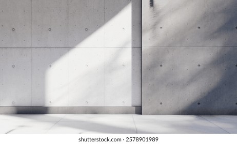 empty interior room shadow wall space background mock up architecture sunlight. empty home modern window light floor design apartment white house indoor. blank minimal concept backdrop bright clean.