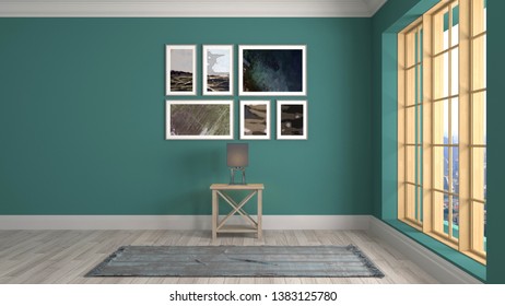 Empty interior with window. 3d illustration