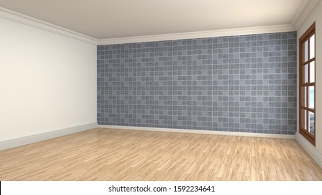 Empty interior with window. 3d illustration.