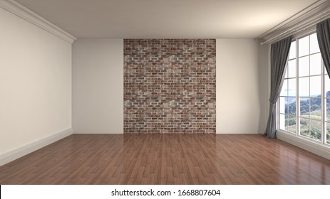 Empty interior with window. 3d illustration.