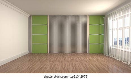 Empty interior with window. 3d illustration.