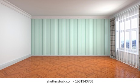 Empty interior with window. 3d illustration.