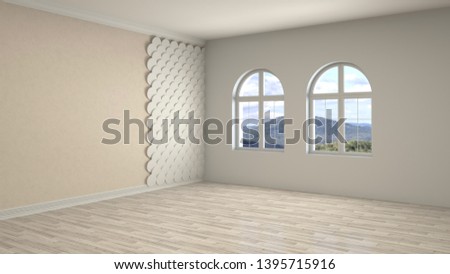 Empty interior with window. 3d illustration