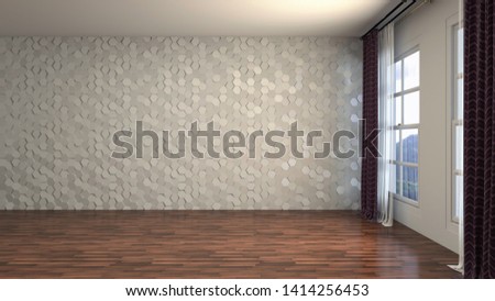 Empty interior with window. 3d illustration.