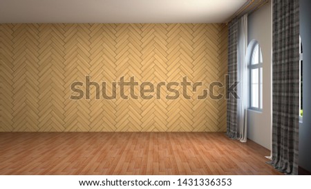 Empty interior with window. 3d illustration.