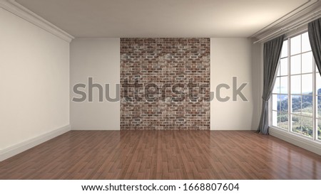 Empty interior with window. 3d illustration.