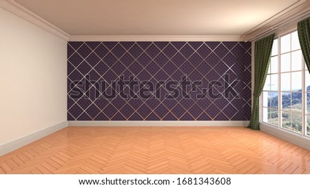 Empty interior with window. 3d illustration.