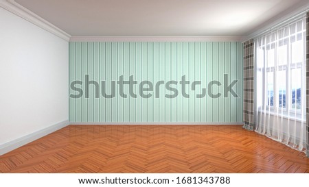Empty interior with window. 3d illustration.