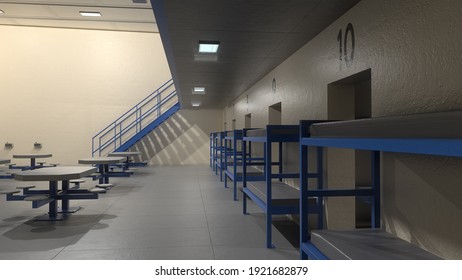Empty Jail Pod 3D Rendered