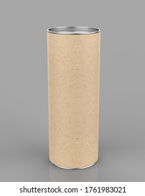 Empty Kraft Paper Tube Mock up For Branding 3d illustration.