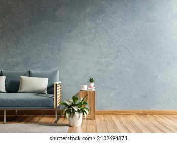 Empty Living Room Blue Fabric Sofa Stock Illustration 1064725343