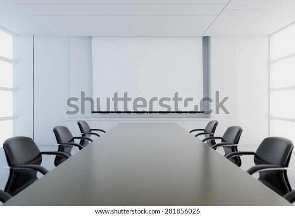 空の会議室と会議テーブル のイラスト素材