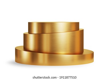 Empty Metal Podium For Display Product Isolated With Clipping Path. 3d Illustration