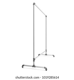 Empty Metall Clothing Display Rack On White. 3D Illustration