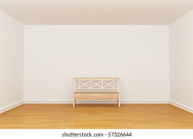 Empty minimalist interior with bench