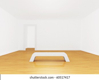 Empty minimalist interior with bench