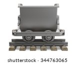 Empty mining cart - side view