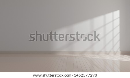 empty mock up room with window shadow light on white wall, 3d rendering.