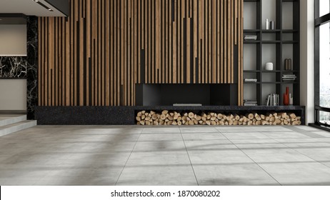 Empty Modern Interior Room 3 D Illustration