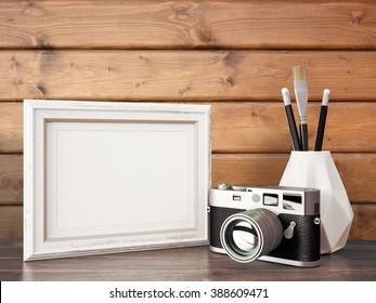 Empty modern style frame, 3D render
