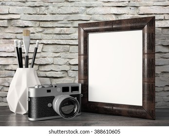 Empty modern style frame, 3D render