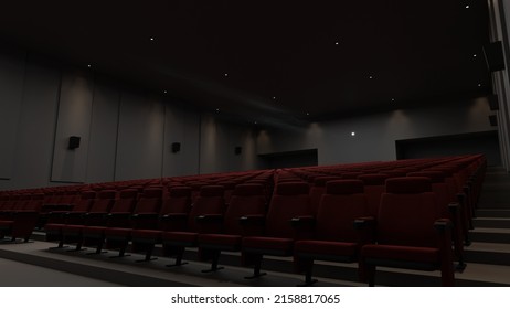 Empty Movie Theater Mockup, 3d Rendering