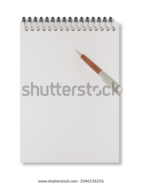 Empty Notepad Sketch Book Pen Isolated Stock Illustration