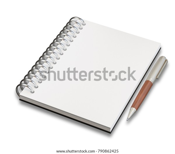 Empty Notepad Sketch Book Pen Isolated Stock Illustration