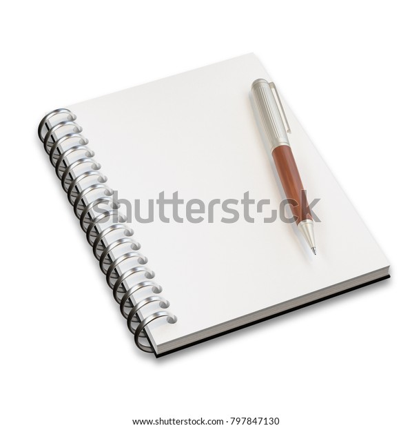 Empty Notepad Sketch Book Pen Isolated Stock Illustration