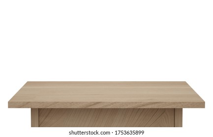 Empty old wooden table top isolated on white background with clipping path, of free space for your copy and branding. Use as products display montage. Vintage style concept  present, 3d illustration - Shutterstock ID 1753635899
