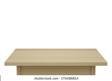 Empty old wooden table top isolated on white background with clipping path, of free space for your copy and branding. Use as products display montage. Vintage style concept  present, 3d illustration - Shutterstock ID 1754380814