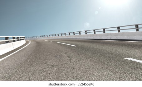 Empty Open Road Sunny Day 3D Illustration