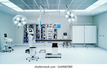 Empty operating room with medical equipment, 3d rendering - Powered by Shutterstock