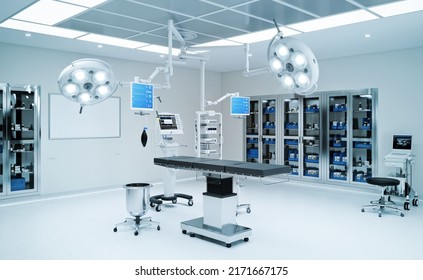 Empty operating room with medical equipment, 3d rendering - Powered by Shutterstock