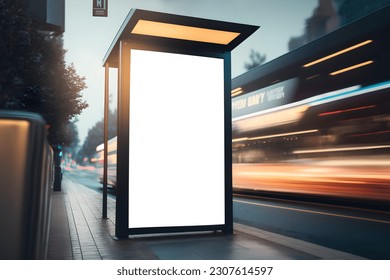 Empty Outdoor Advertising billboard mockup at bus stop, Empty advertisement place for marketing banner or posters, Bus stop billboard mockup
